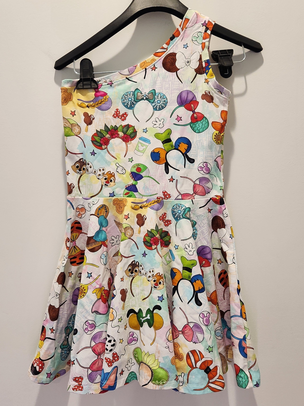 Sweet Petunia Disney Ears One-Shoulder Twirl Skater Dress Whimsical